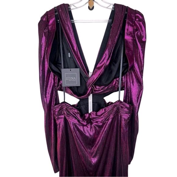 NWT IEENA For Mac Duggal Princess Sleeve Metallic Cut Out Gown Style 27060 Size - Picture 9 of 14